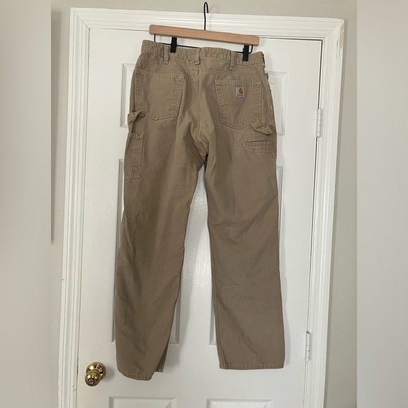 Carhartt Original Fit Work Pants Double Front Straight Leg 14 32 Regular Khaki - Picture 4 of 6